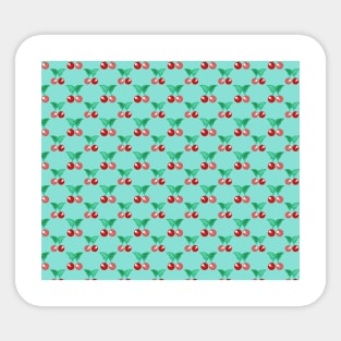 Cute Cherries Green Pattern Sticker